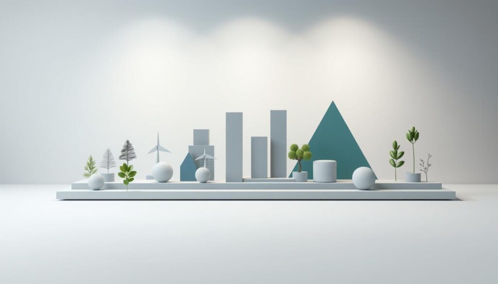 A serene and balanced investment portfolio, with diverse assets harmoniously arranged against a soft, neutral background. Muted tones of grays, blues, and greens create a sense of stability and tranquility. In the foreground, geometric shapes and lines represent the different investment vehicles, meticulously positioned to convey a well-structured, risk-mitigating approach. Subtle lighting from above casts gentle shadows, emphasizing the depth and dimensionality of the composition. The overall atmosphere evokes a feeling of control, confidence, and the unwavering pursuit of long-term financial resilience.